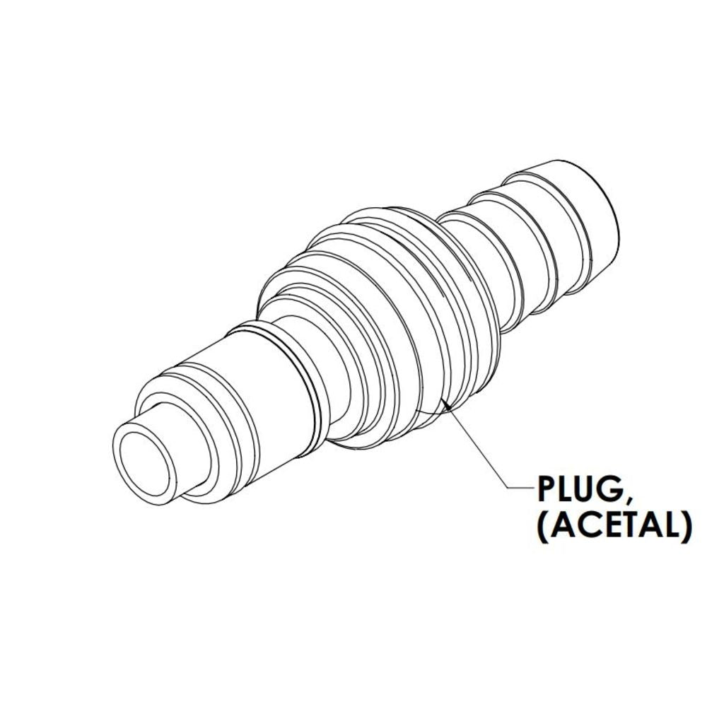 LinkTech 50AC Series Straight Male, Valved, 3/8" HB, Natural Acetal, Buna N