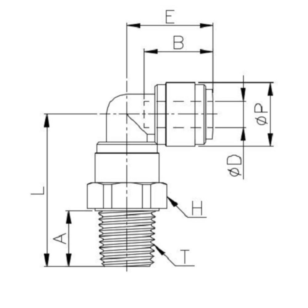 NeoFit - Acetal Black Male Elbow Swivel- 1/2"tube OD x 3/8"NPTF