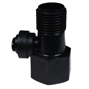 NeoFit - Black Feed Water Connector Acetal 1/4 OD x 1/2 qc x 1/3