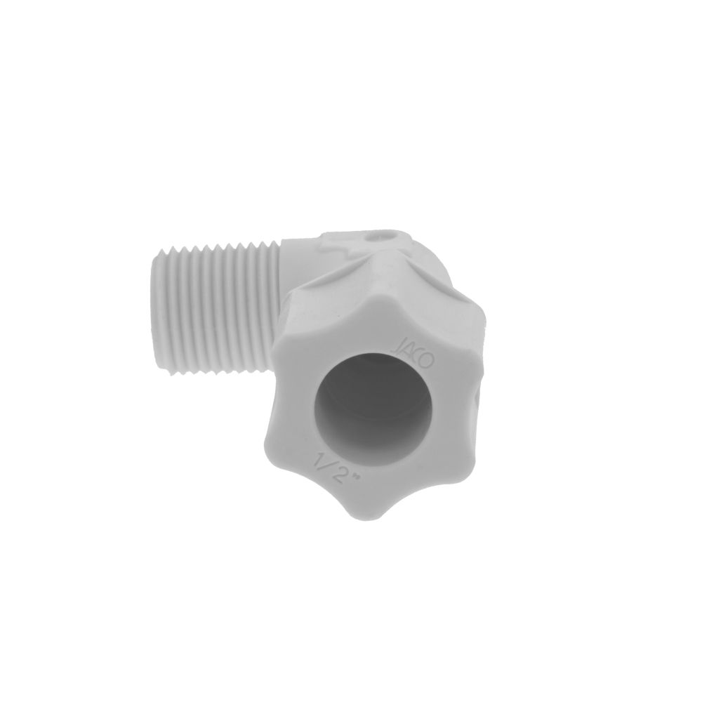 JACO 40-8-6-P-O Polypropylene Male Elbow 1/2 OD Tube x 3/8 MPT