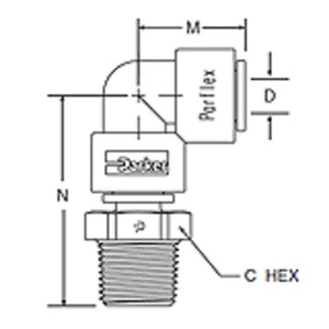 Kynar PVDF Male  Elbow Swivel - 1/4 x 1/8 NPTF