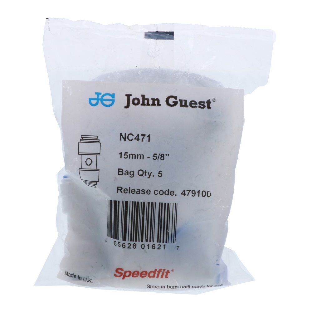John Guest Union Conversion Connector - 15mm x 1/2 CTS [5/8 OD]