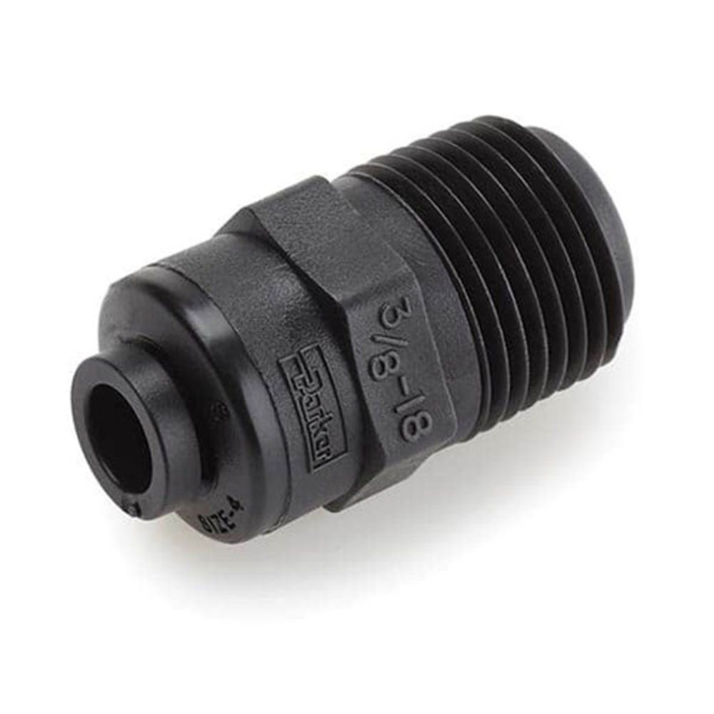 Parker Kynar Male Connector Black - 1/2 x 3/8 NPTF