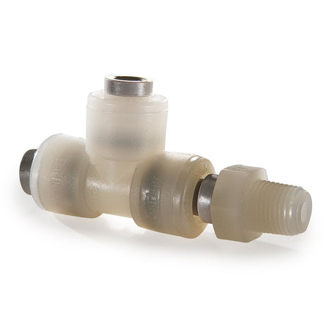 Kynar PVDF Male Run Swivel Tee - 1/4 x 1/8 NPTF