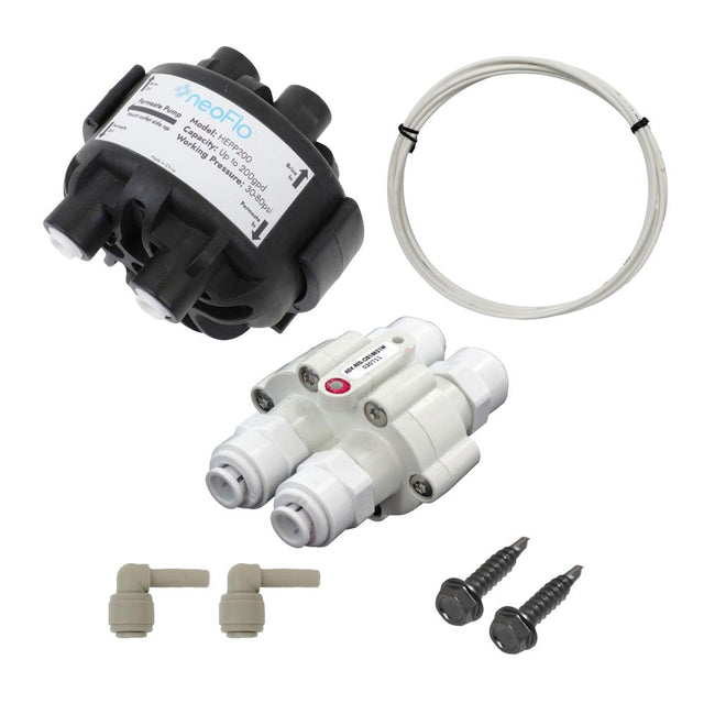 neoFlo Permeate Pump 200gpd with Fitting & Tubing and ASO Valve