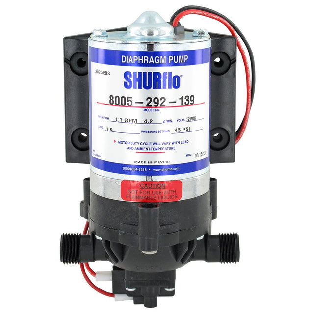 SHURflo 8005-292-139 Demand Pump 1.1 gpm 60 psi 12VDC [No Power Cord]