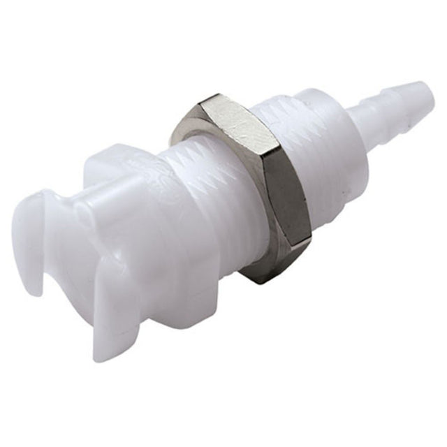 Multi-Mount Valved Hose Barb Coupling Body - 3/16 ID Barb Chrome