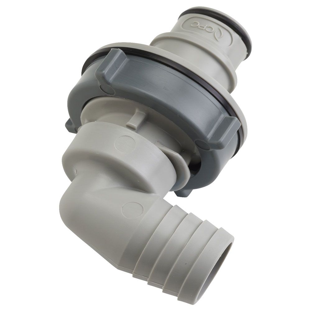 HFC431212 Non-Valved Elbow Panel Mount Hose Barb Coupling Insert 3/4 ID Barb