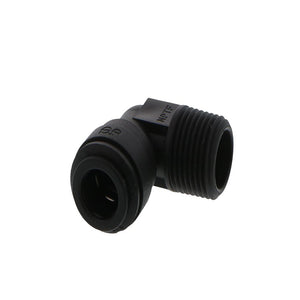 John Guest Fixed Elbow NPTF Black Polypropylene - 3/8 x 3/8 NPTF
