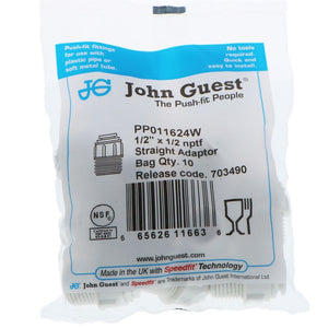 John Guest Male Connector NPTF Polypro  - 1/2 x 1/2 NPTF