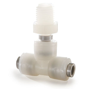 Kynar PVDF Male Branch Swivel Tee - 3/8 x 1/4 NPTF