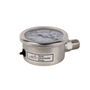 Water Pressure Gauge 100 PSI, 1/4" MPT, 2.0" Plastic Dial, Lower Mount, SS Case
