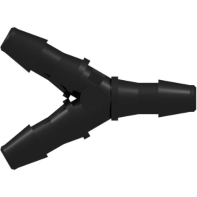 LinkTech Y Tube Fitting with 200 Series Barbs, 1/8" [3.2 mm] ID Tubing, Black Nylon