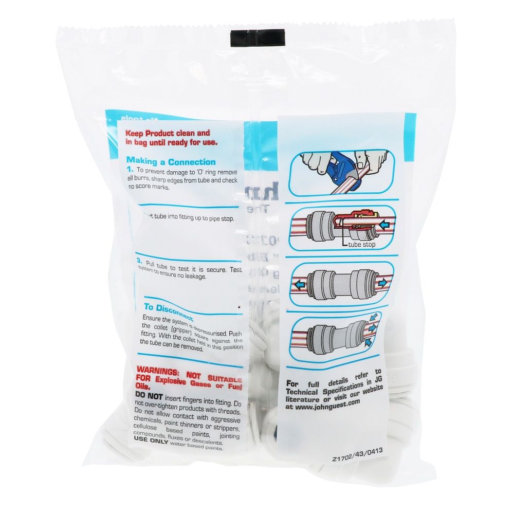 John Guest Union Elbow Polypro - 3/8