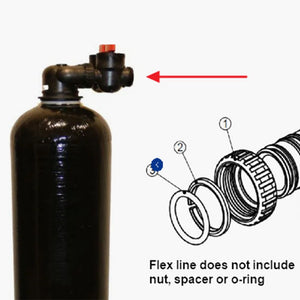 Flexible Stainless Steel Water Softener Connector – Clack Valve Connection by QC x 24” 