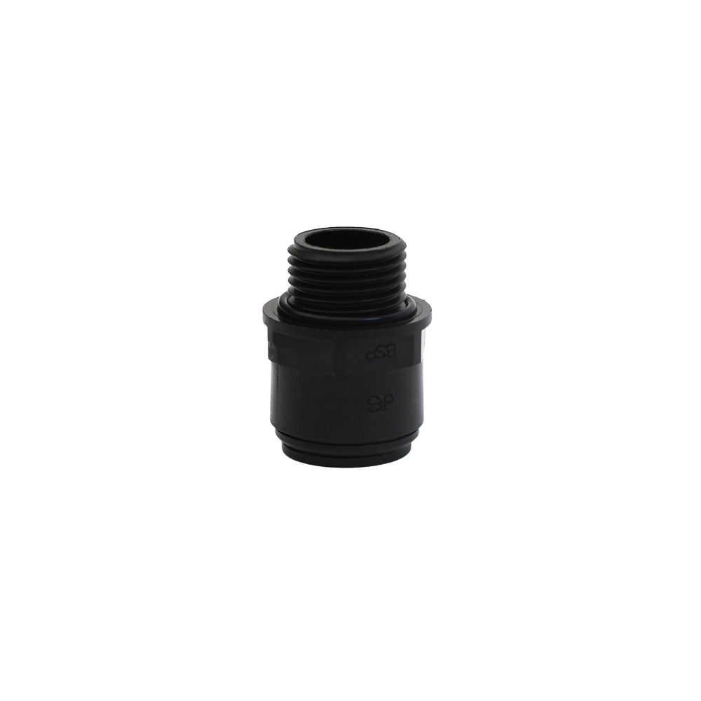 John Guest Male Connector BLACK ACETAL - 10mm x 3/8 BSPP