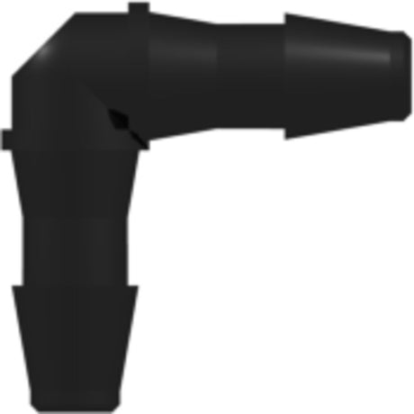 LinkTech Elbow Tube Fitting with 200 Series Barbs, 1/8" [3.2 mm] ID Tubing, Black Nylon