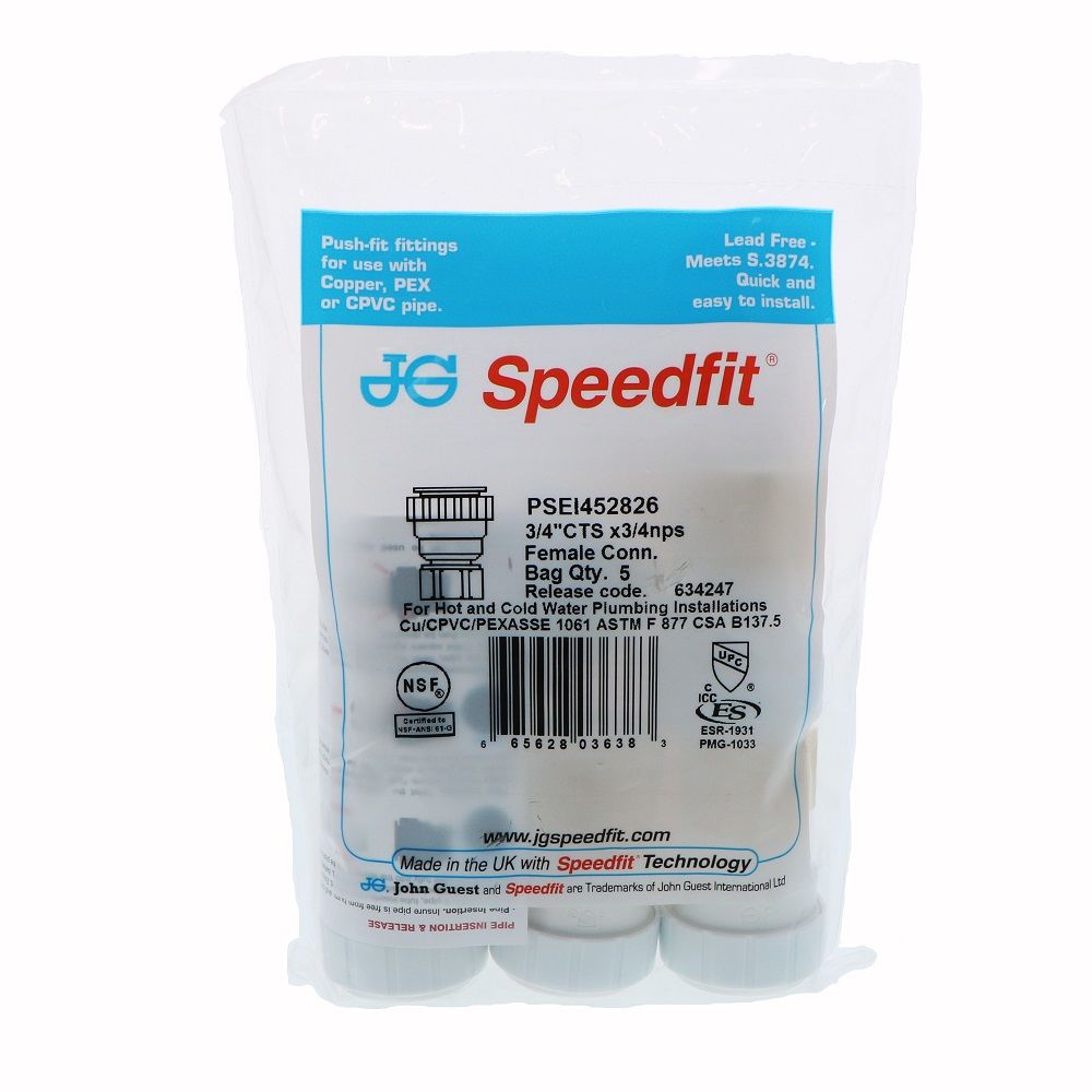 John Guest Female Connector NPS - 3/4 CTS x 3/4 NPS