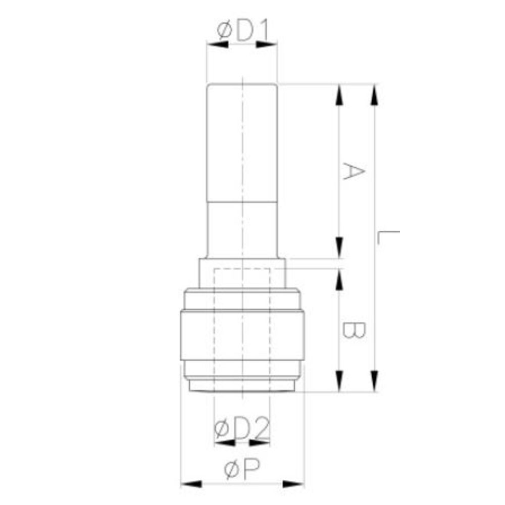NeoFit - Acetal Black Stem Reducer 15mm tube x 1/2"stem