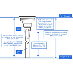 DrumQuik DQPRODT0985 PRO Dip Tube 35.5" [905mm] for 55 gal or 200L Drums