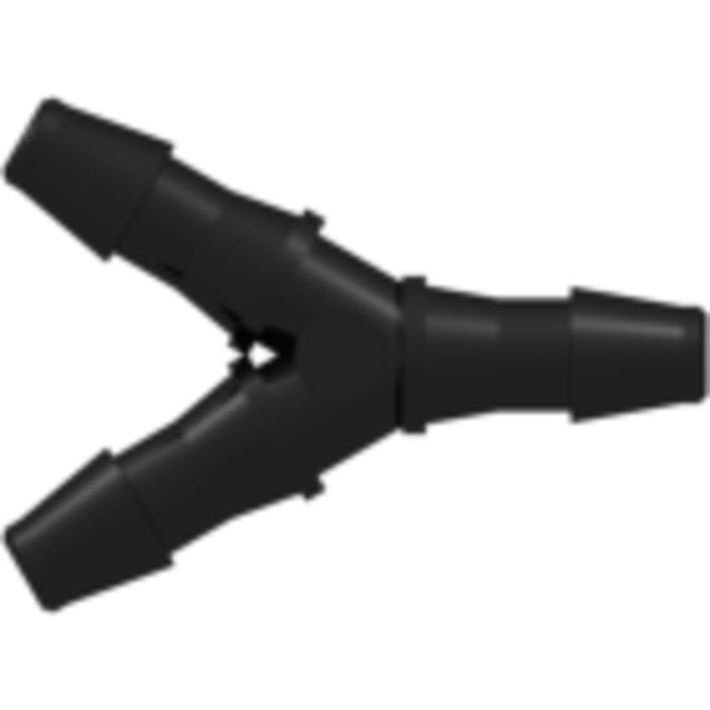 LinkTech Y Tube Fitting with 200 Series Barbs, 1/16" [1.6 mm] ID Tubing, Black Nylon