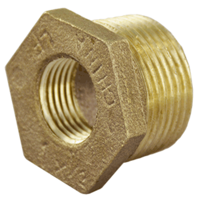Lead Free Brass Hex Bushing - 1 MPT x 1/2 FPT
