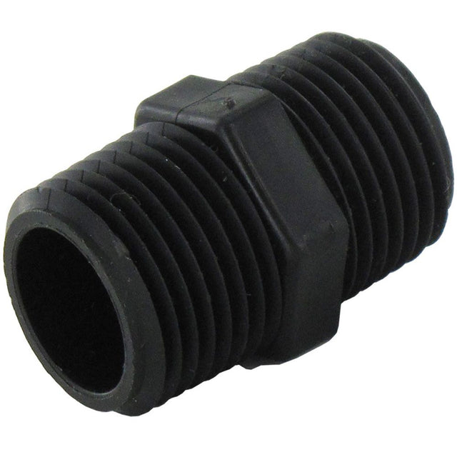 Nipple Hex - 3/4 x 3/4 MPT Black Polypropylene