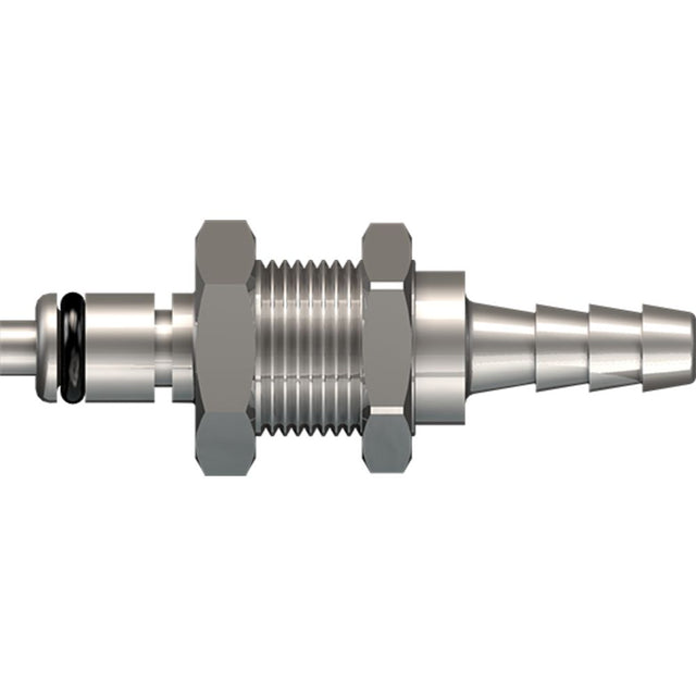 LinkTech 20CB Series Panel Mt. Male, Valved, 3/16" HB, Chrome Brass, Buna N