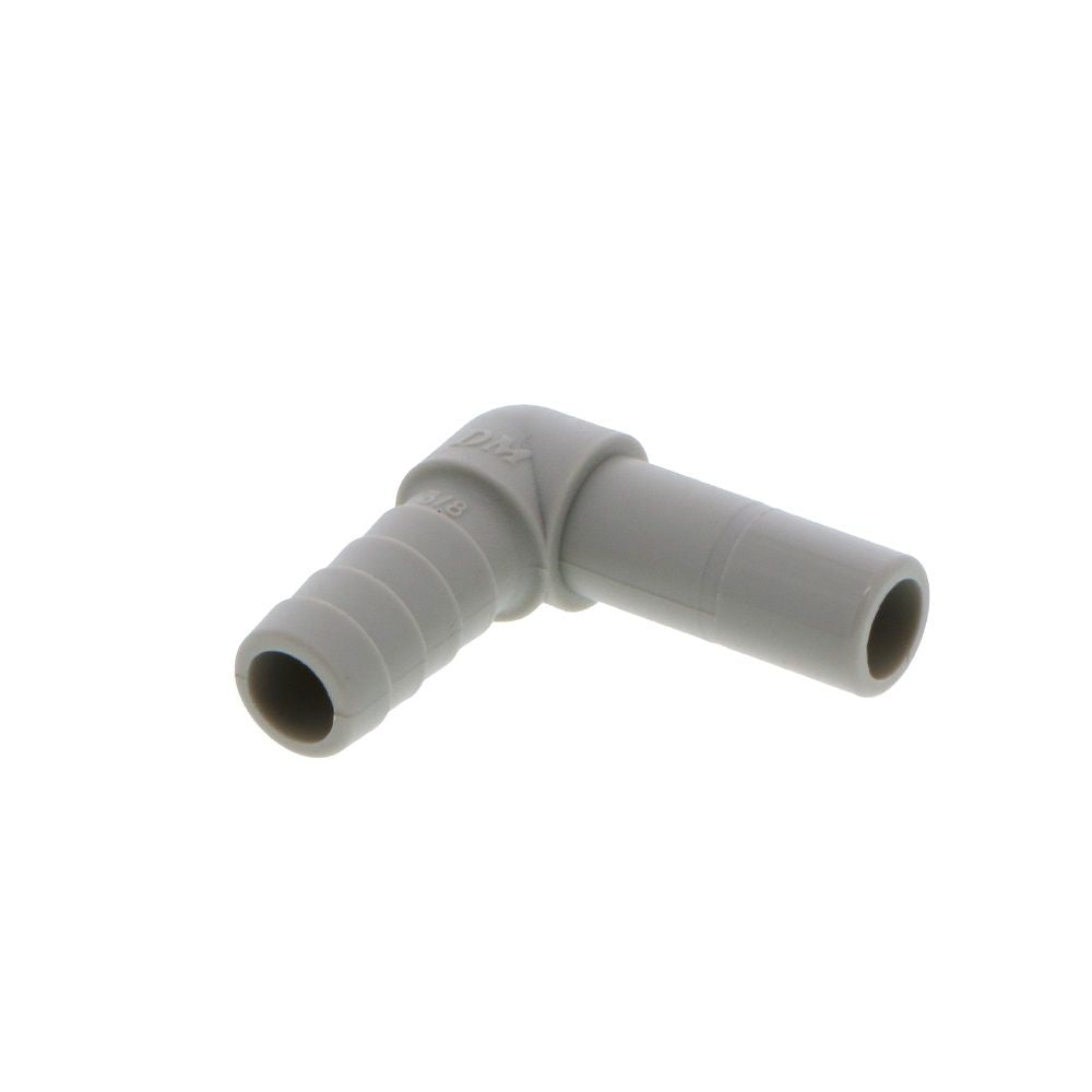 DMfit Stem Elbow Barb Connector  - 3/8 OD Stem x 3/8 ID Barb