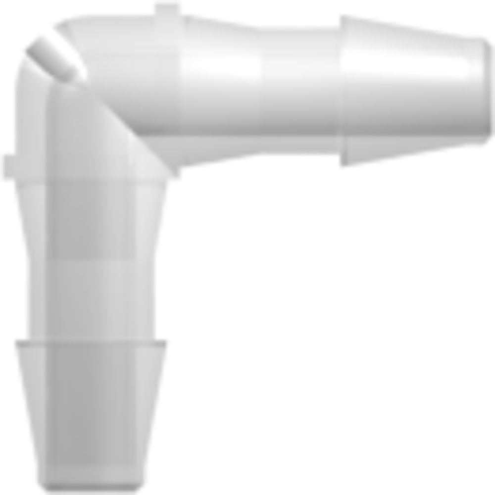LinkTech Elbow Tube Fitting with 200 Series Barbs, 3/32" [2.4 mm] ID Tubing, Natural Polypropylene