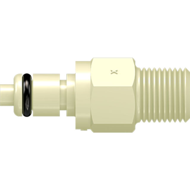 LinkTech 20PP Series Male Thread Male, Valved, 1/8" NPT, Molded Almond Color, Polypropylene, EPDM