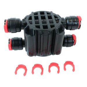 Automatic Shut Off Valve 4 Way 1/4 QC Locking Clips - Black