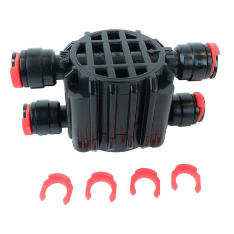 Automatic Shut Off Valve 4 Way 1/4 QC Locking Clips - Black