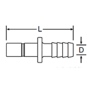 Kynar PVDF Tube Stem to Barb - 1/4 x 1/4