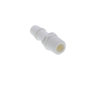 FitQuik Nylon Thread to Tube Straight Fitting - 1/4 NPT to 3/8 Hose Barb - White