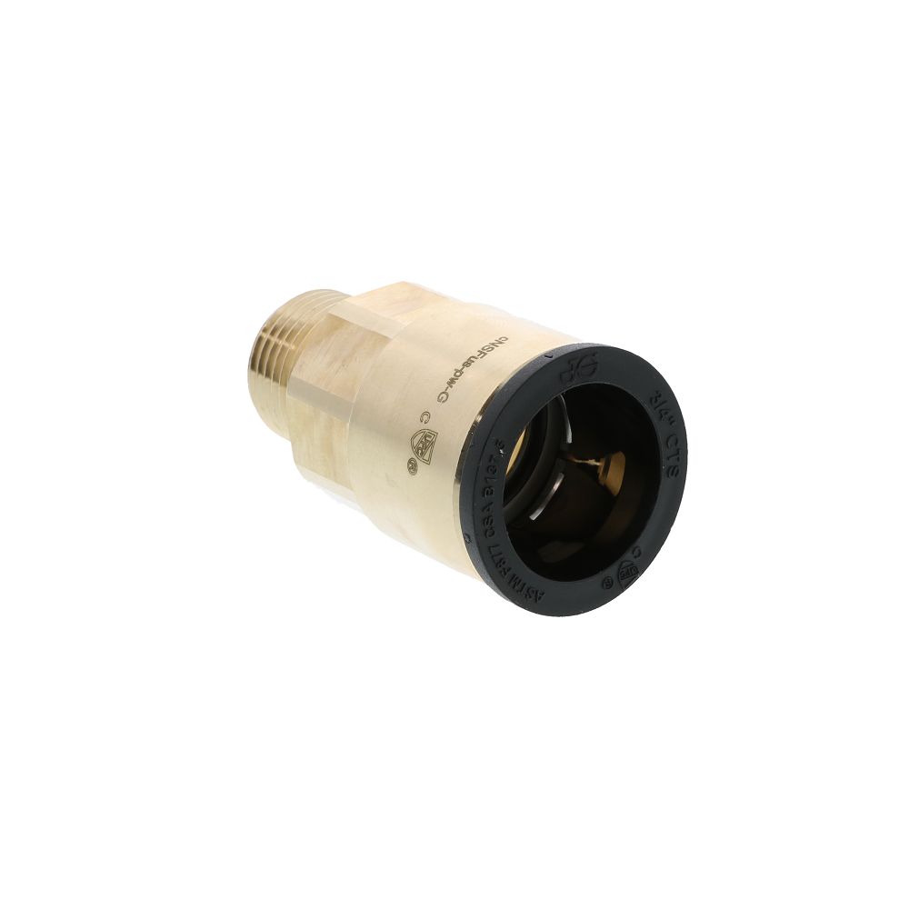 John Guest Lead-Free ProLock Brass Male Connector NPT - 3/4 CTS  x 1/2 NPT