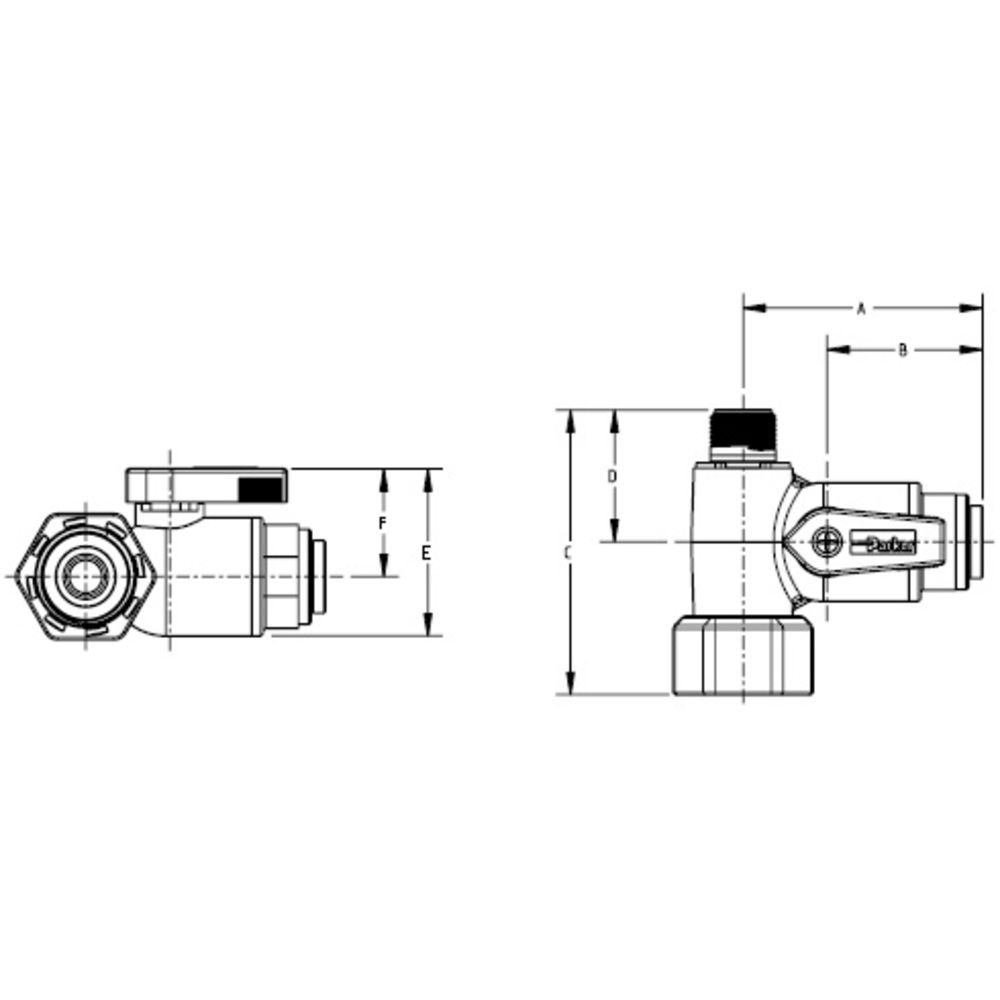 Parker LIQUIfit LFPP6VAS8 Angle Stop Adapter Valve 3/8 x 1/2 x 3/8