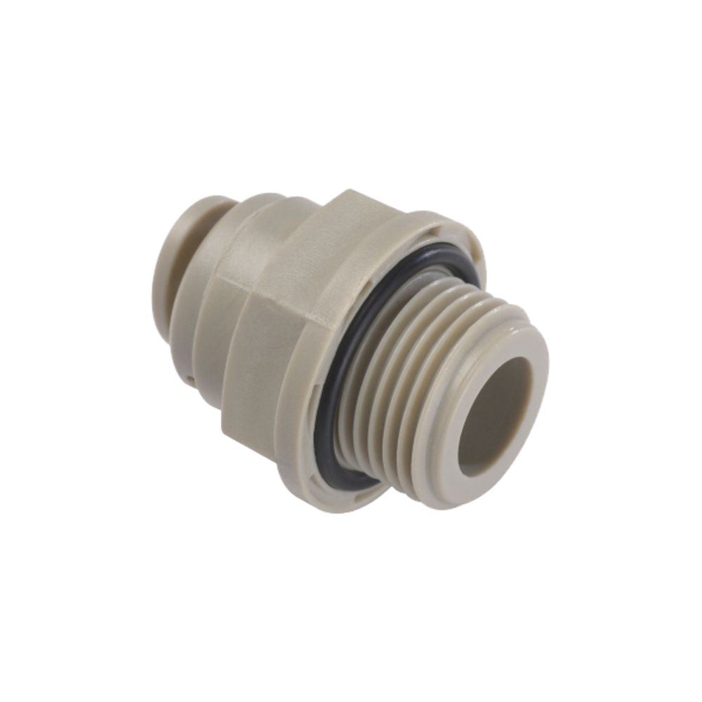 NeoFit - Acetal Gray Male Connector 8mm [5/16"] tube x 3/8"NPTF