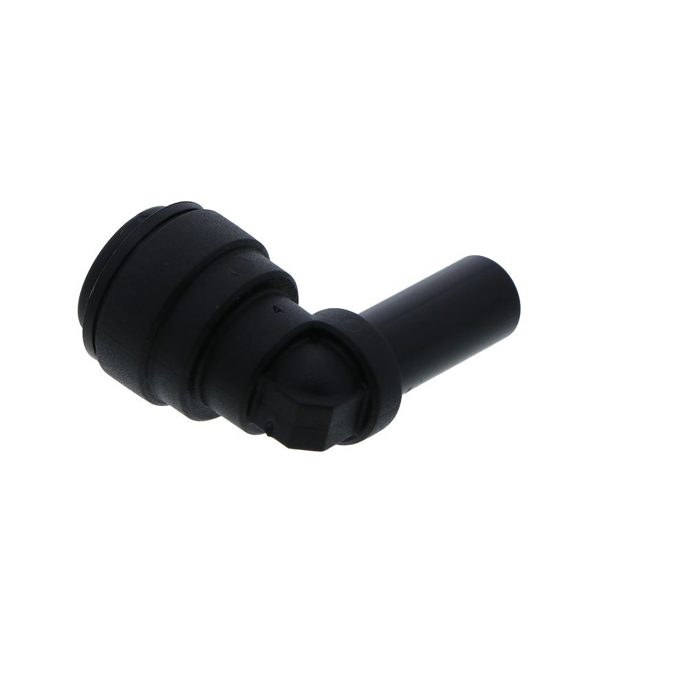 John Guest Stem Elbow Connector Black Polypropylene - 3/8 Stem x 3/8