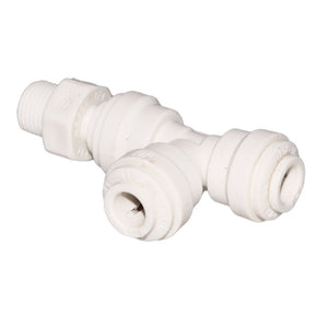John Guest Polypropylene Swivel Male Run Tee - 1/4 x 1/4 NPTF