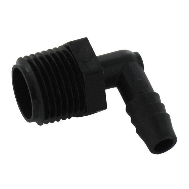Male Elbow Barb Connector PP - 3/8 ID Barb x 1/2 MNPT