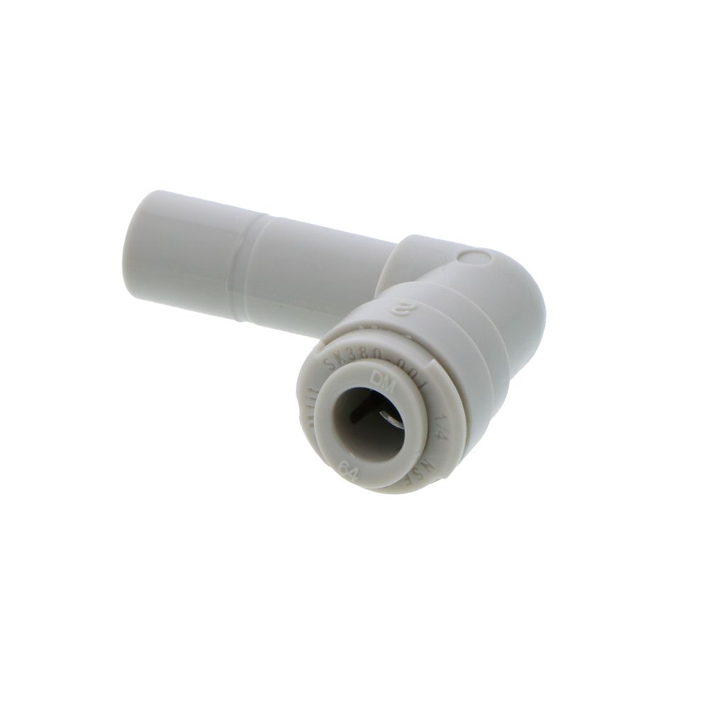 White DMfit Plug-In Stem Elbow - 1/4 Tube x 3/8 Stem