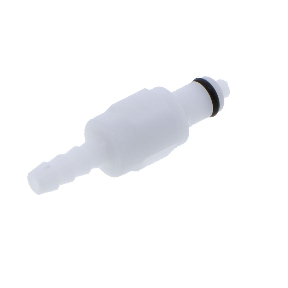 PMCD2203V Valved In-Line Hose Barb Coupling Insert 3/16" ID Barb FKM [Viton] O-rings