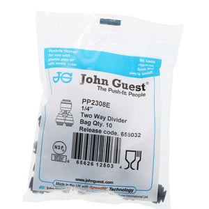 John Guest Two Way Divider Black Polypropylene - 1/4