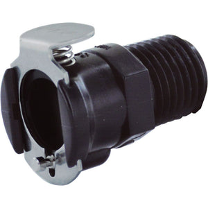 PLCD10004VBLK Valved Black Male Thread Coupling Body 1/4 NPT FKM [Viton] O-ring