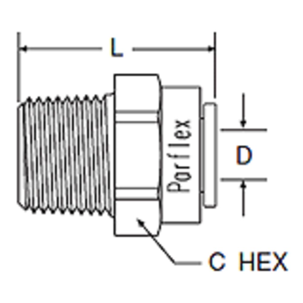 Kynar PVDF Male Connector - 1/4 x 3/8 NPTF