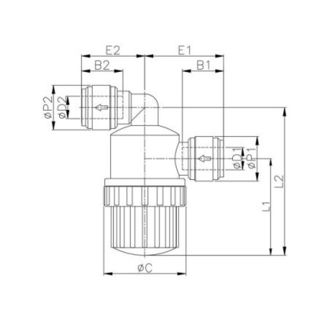 NeoFit - Acetal Gray Filter Strainer 3/8" OD Tube x 3/8" Push-in 100 mesh [150 mic]
