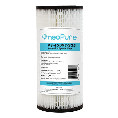 Neo-Pure PS-45097-S35 9-3/4" BB High Efficiency Pleated Filter 0.35 micron