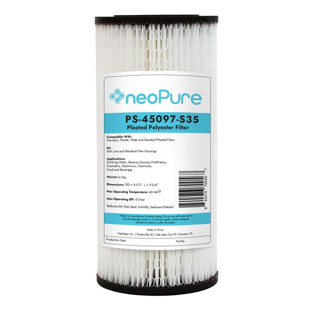 Neo-Pure PS-45097-S35 9-3/4" BB High Efficiency Pleated Filter 0.35 micron