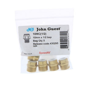 John Guest Brass Male Connector BSP - 10mm x 1/2 BSP